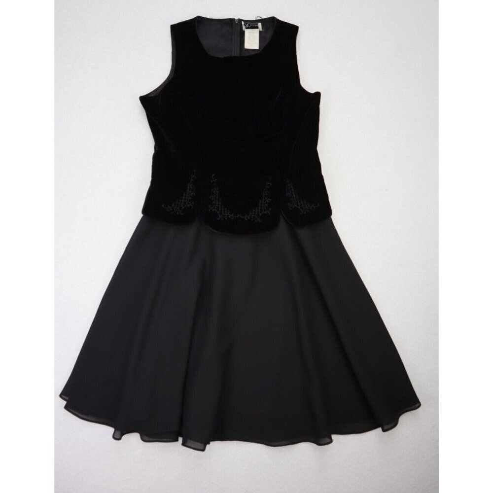 K Studio Women's Dress Size 10 Black Velvet A-line Fit & Flare